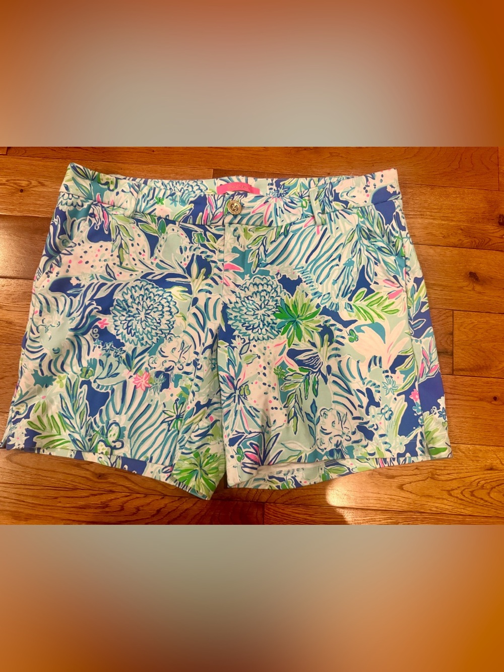 Lilly Pulitzer Floral Leaf Print Shorts - Blue, Green, Pink